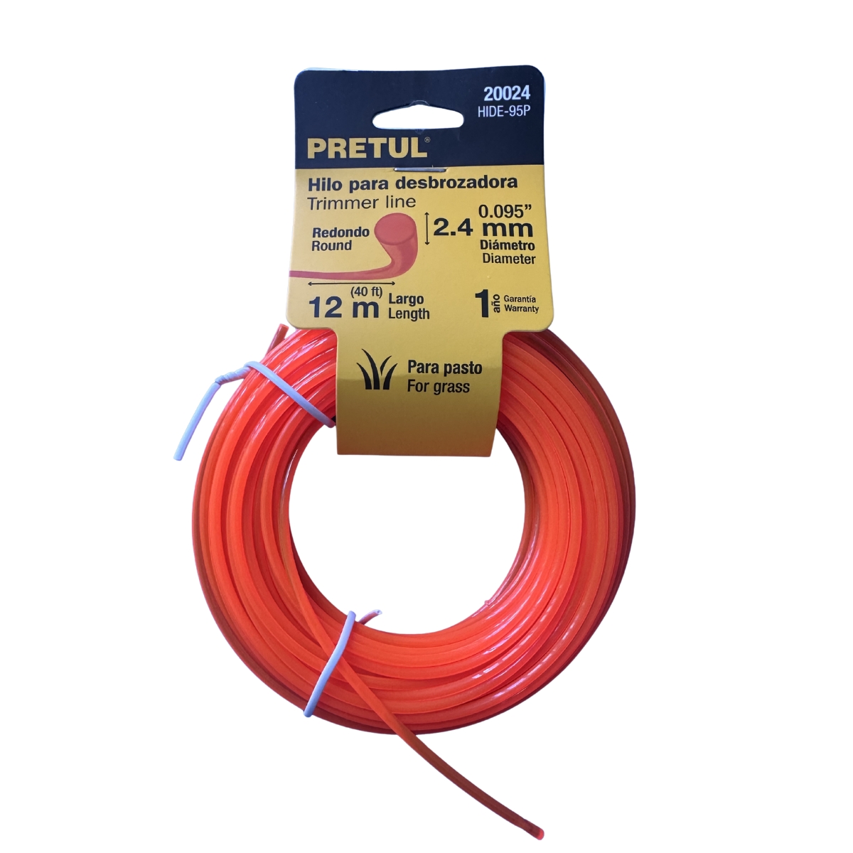 20024 Nylon 2,4 mm 12 mts Perfil Redondo PRETUL - Imagen 1