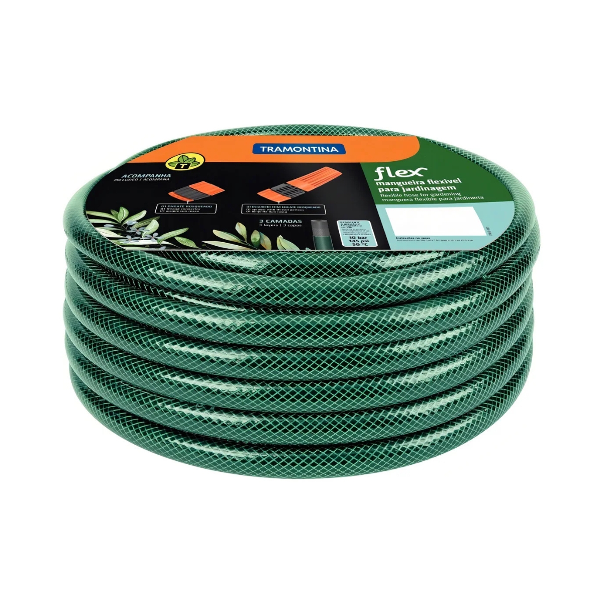 79172150 MANGUERA JARDIN FLEX TRAMONTINA 1/2" 15 MTS CON PITON - Imagen 1