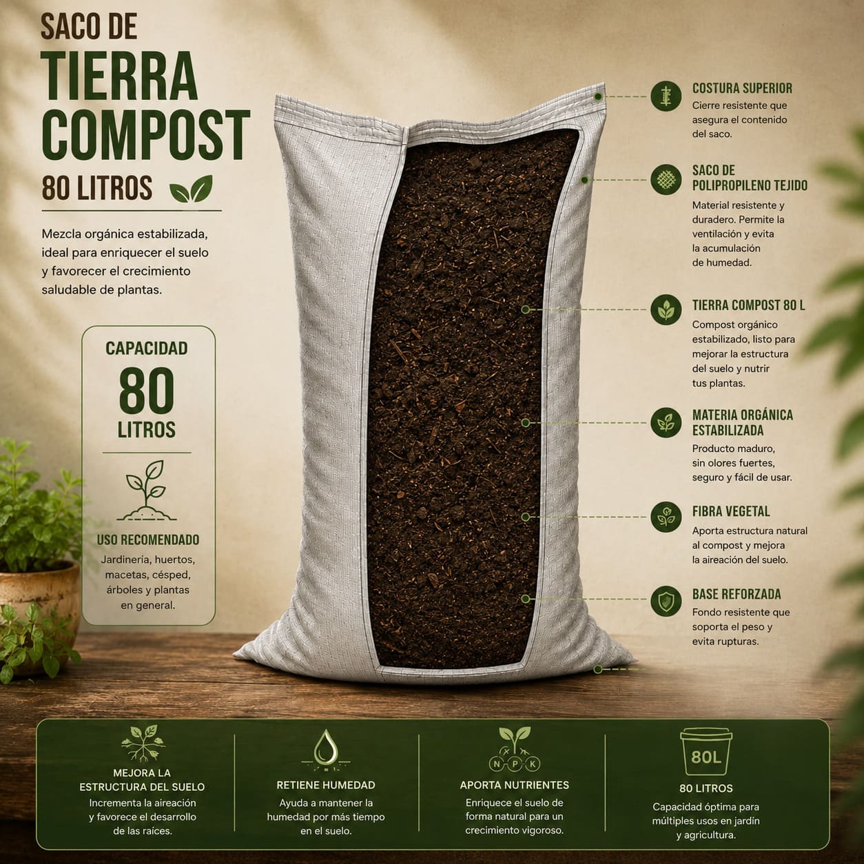 tierra compost (1) Tierra compost 80 litros - Imagen 1