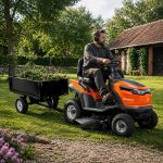 TRACTOR TS114 HUSQVARNA + CARRO METALICO AMBIENTADA