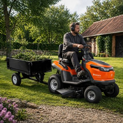 TRACTOR TS114 HUSQVARNA + CARRO METALICO AMBIENTADA
