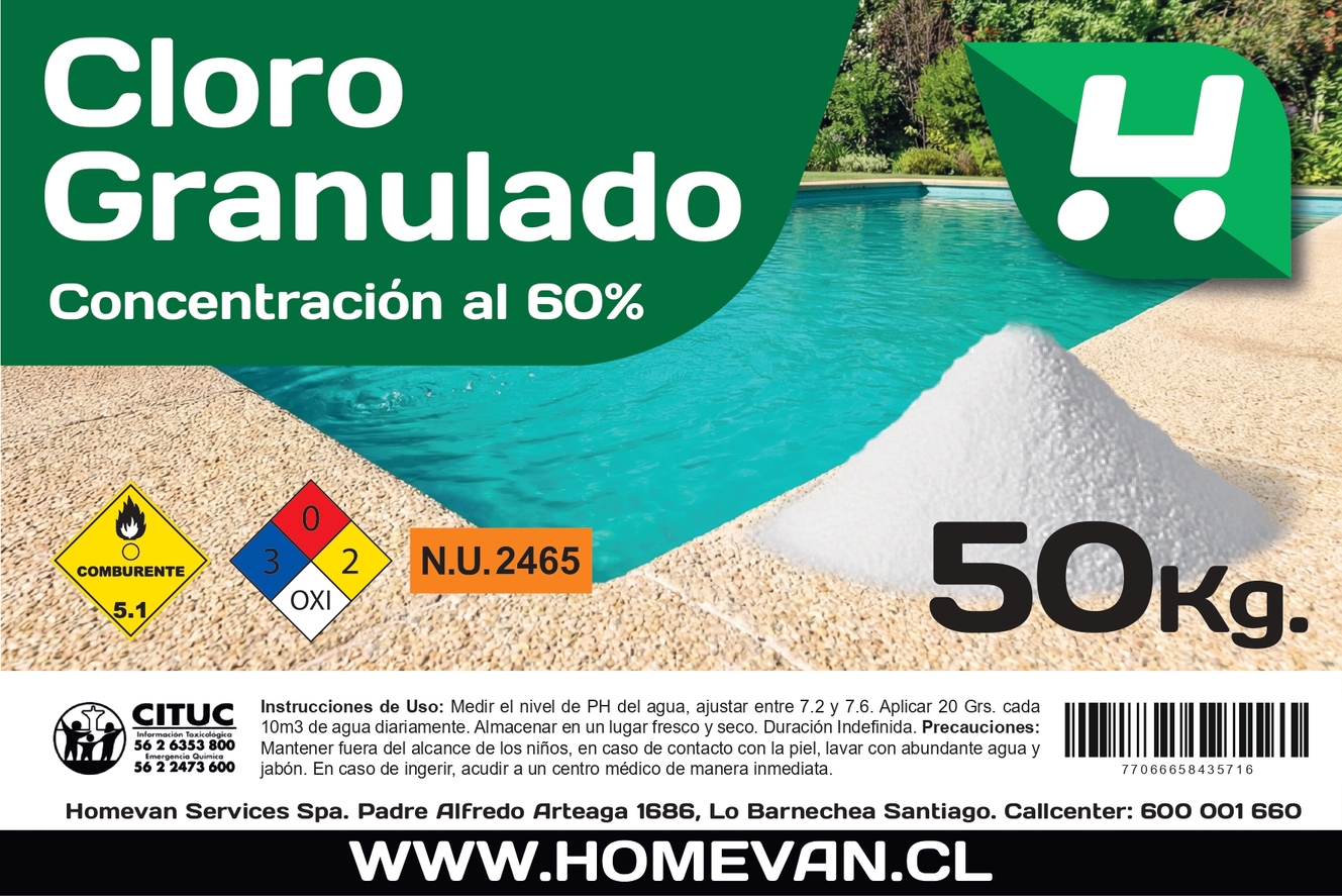 etiqueta cloro granulado 50kg