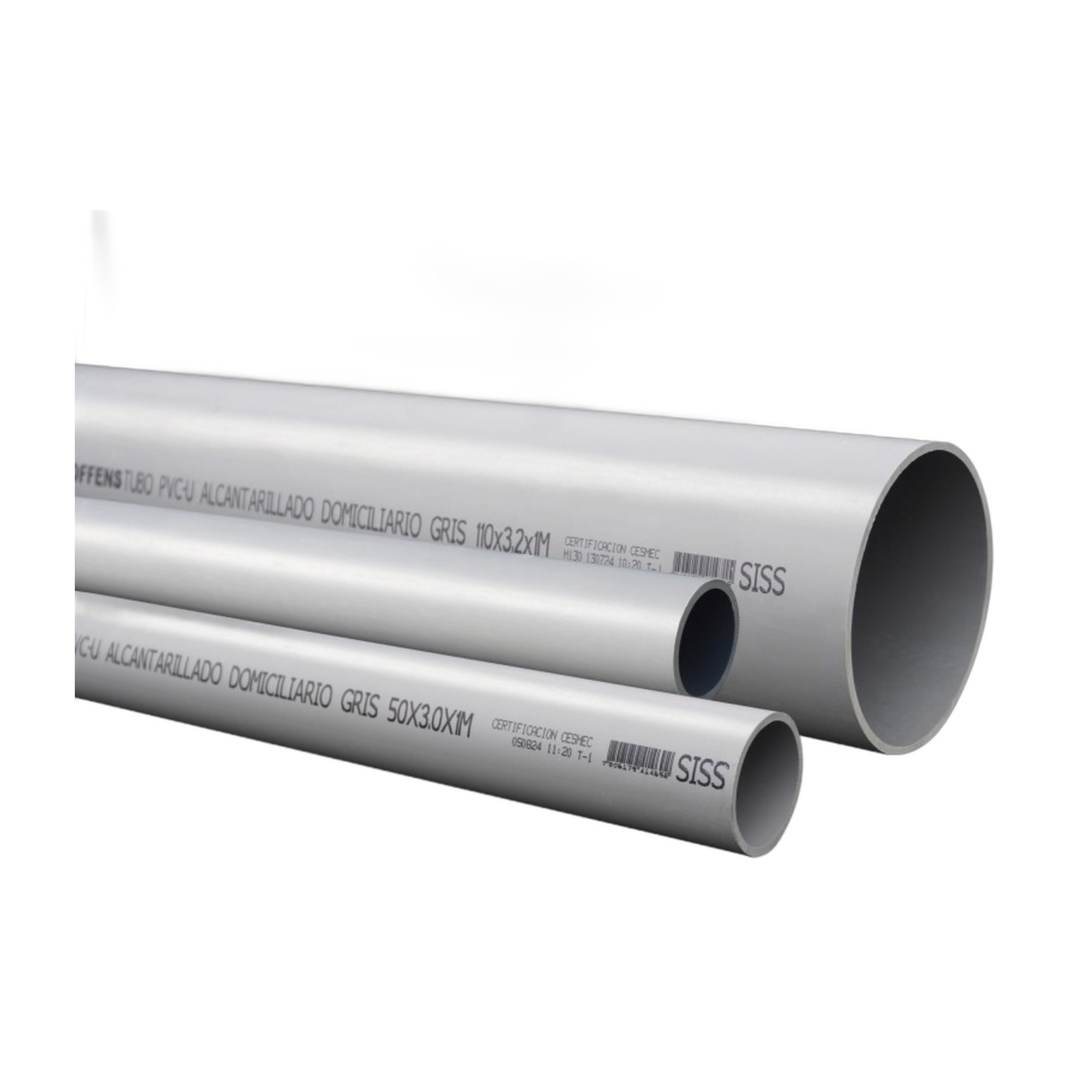 Tubo PVC-U Alcantarillado Domiciliario Gris 40 mm NCh 1779 (6 m) Hoffens Tubo PVC Sanitario Gris 40 mm NCh 1635 (6 m) Hoffens - Imagen 1