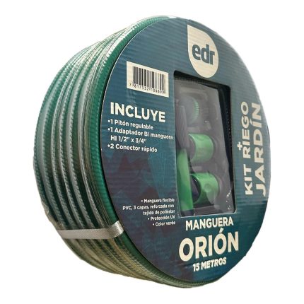 Kit Manguera 1/2″ 20 m con Pitón Regulable Verde Orión