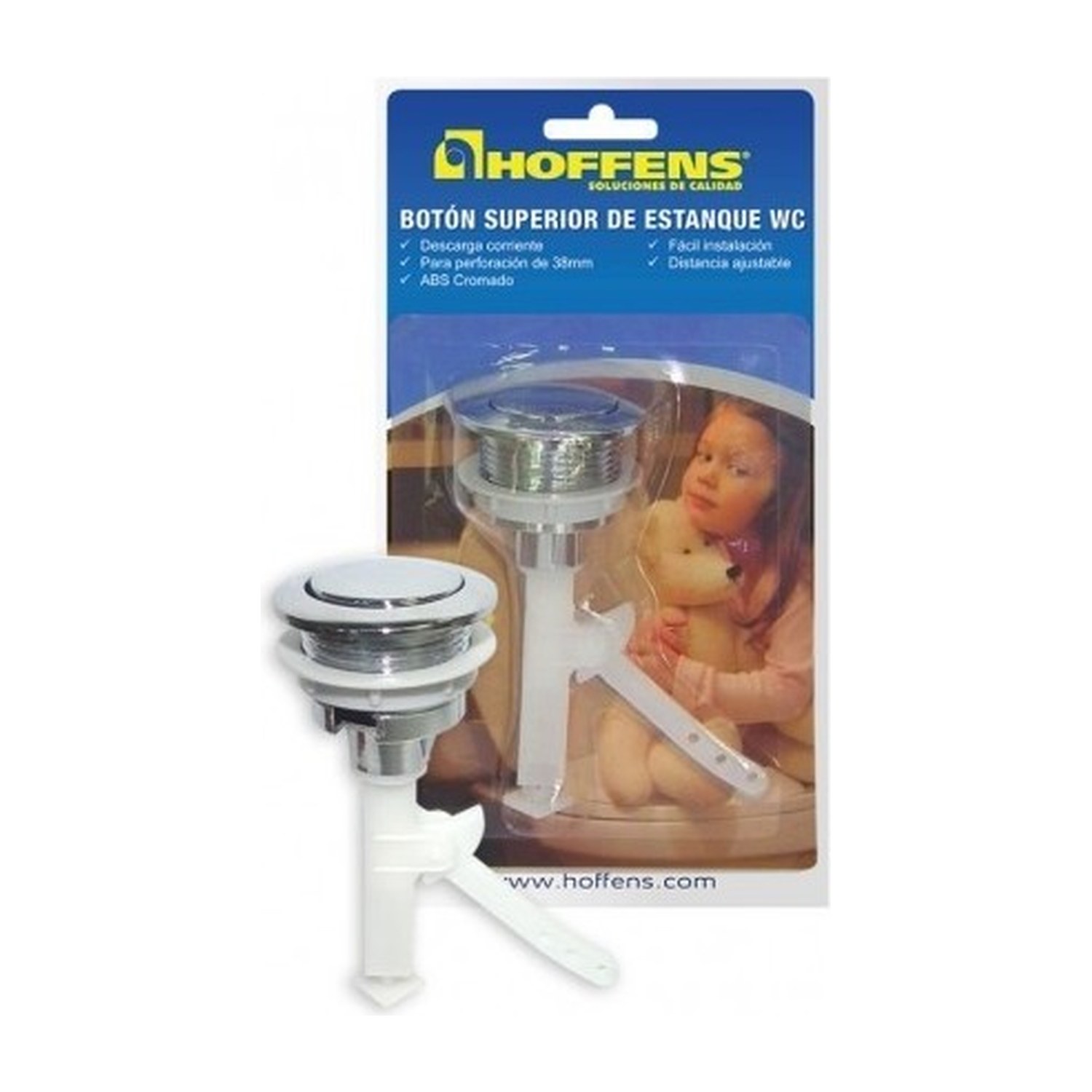Botón Superior Cromado 38 mm para Estanque WC Hoffens Botón Superior Cromado 38 mm para Estanque WC Hoffens