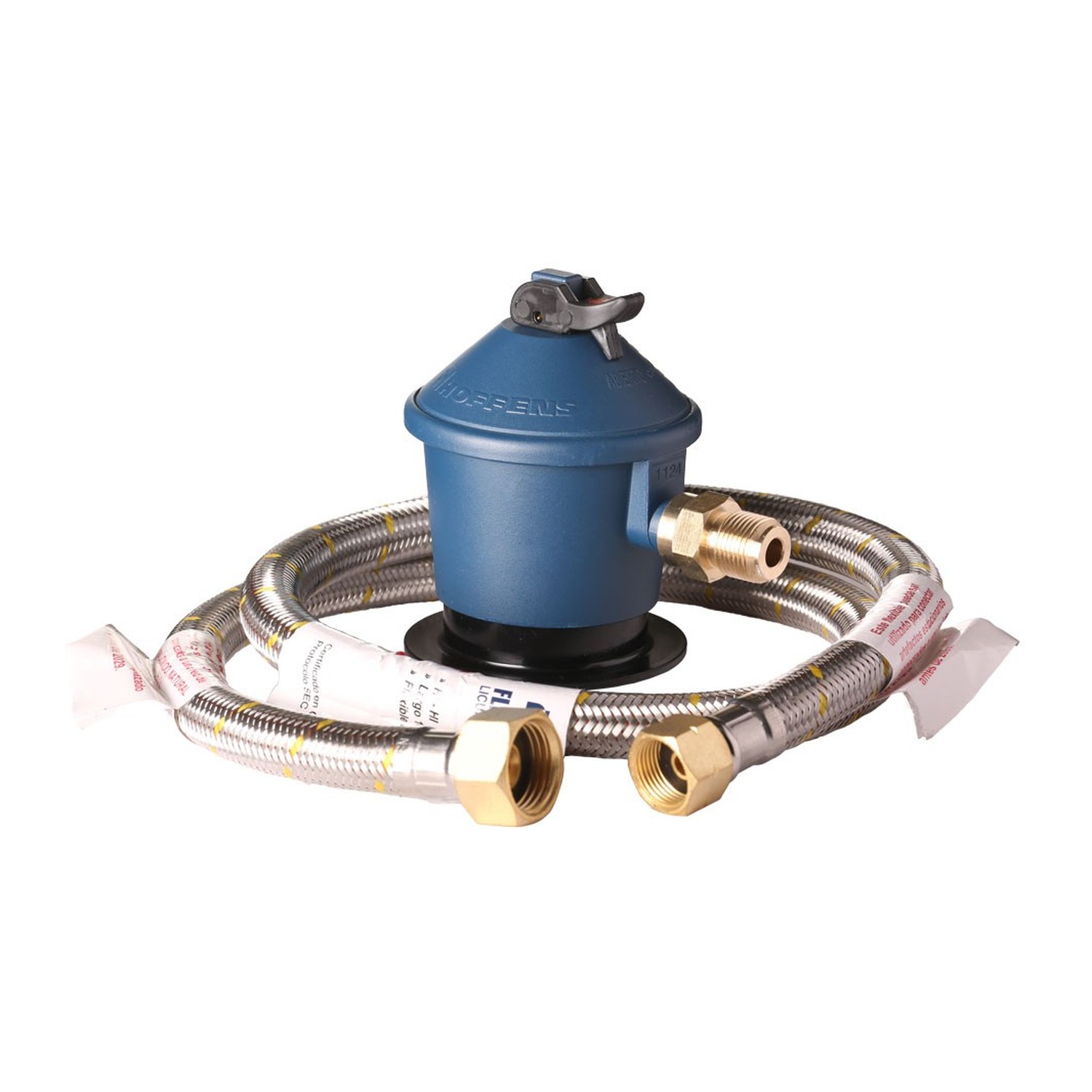 Kit Regulador de Gas Licuado con Flexible 1/2" x 3/8" de 1 m Hoffens Kit Regulador de Gas Licuado con Flexible 1/2" x 3/8" de 1 m Hoffens