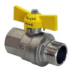 Llave de Gas HI-HE 3/4" Manilla Mariposa Amarilla Hoffens