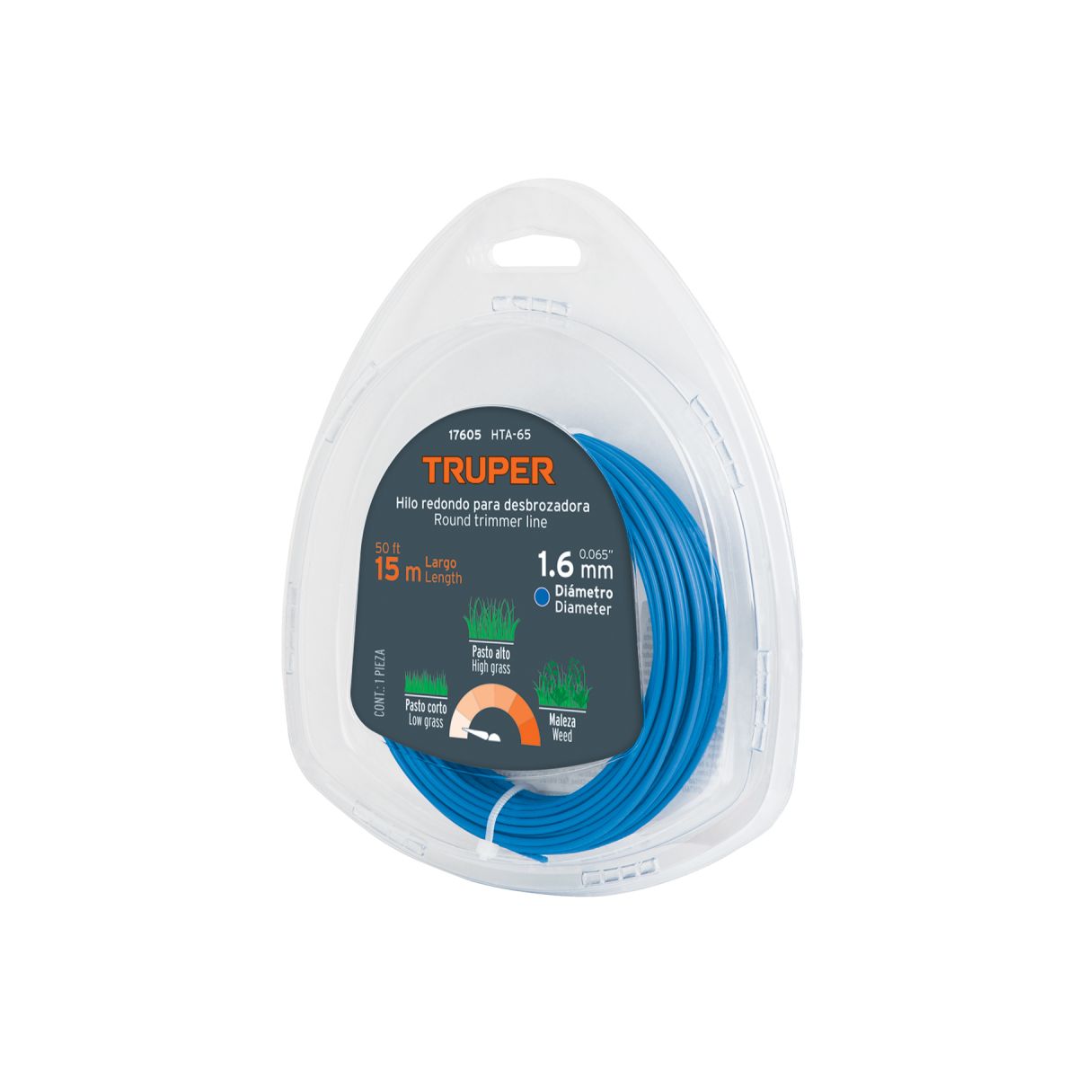 HTA-65 Nylon 1,6 mm 15 mts Perfil Redondo TRUPER - Imagen 1