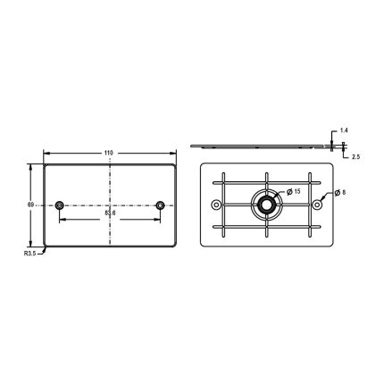 Tapa Ciega para Caja Eléctrica 116 x 74 mm con Tornillos Hoffens